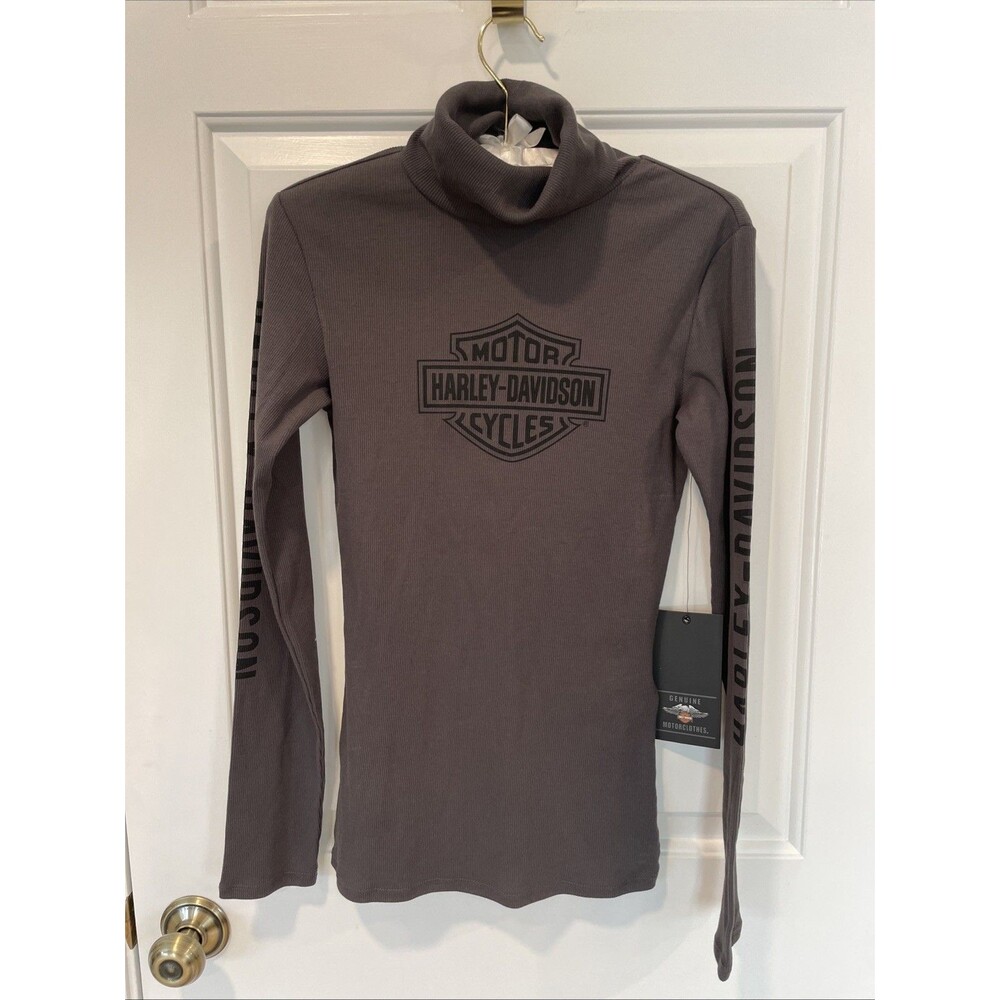 Harley Davidson Women’s Bar & Shield Logo Gray Ribbed Pullover Small New Sexy
